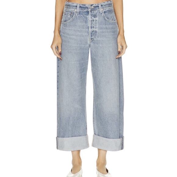 CITIZENS OF HUMANITY AYLA BAGGY CUFFED CROP - SERENE Size 31 Quartz Grey NWT BZ
